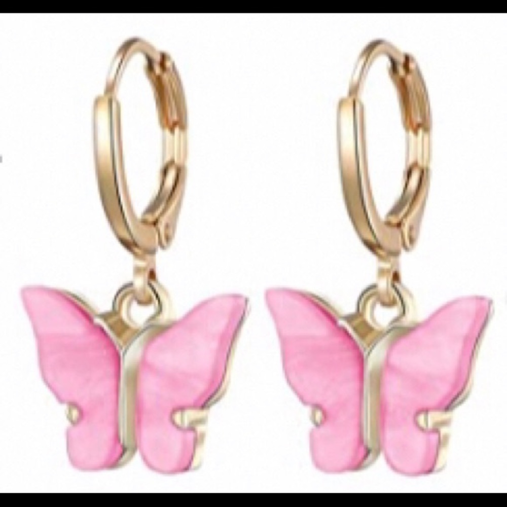 NWT Pink Butterfly Earrings